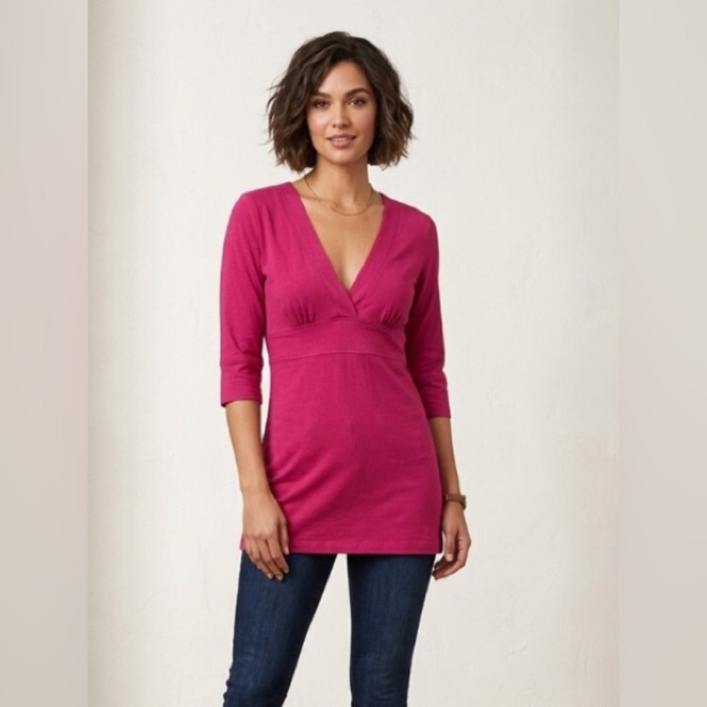 Urban Heritage | pink V-Neck 3/4 Length Sleeve Top | size L
